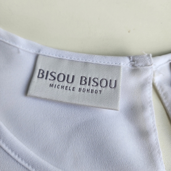 NWT Bisou Bisou Michele Bohbot Chic White Top Layred Sleveless Blouse Sz M - Picture 9 of 11